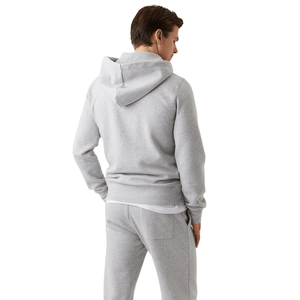 Achteraanzicht van de grijs gemeleerde Bjorn Borg Centre Hoodie met capuchon en koord
