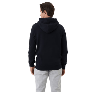 Achteraanzicht van de zwarte Bjorn Borg Centre Hoodie met capuchon en grijze broek