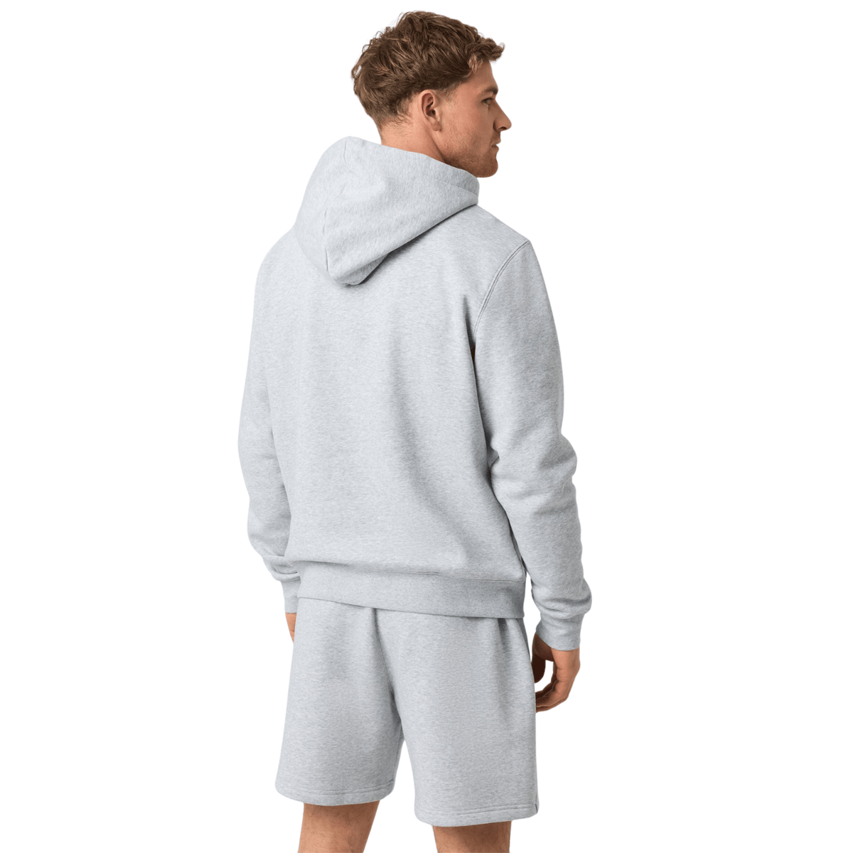 Achterzijde van de grijsmelange Bjorn Borg Centre hoodie met capuchon
