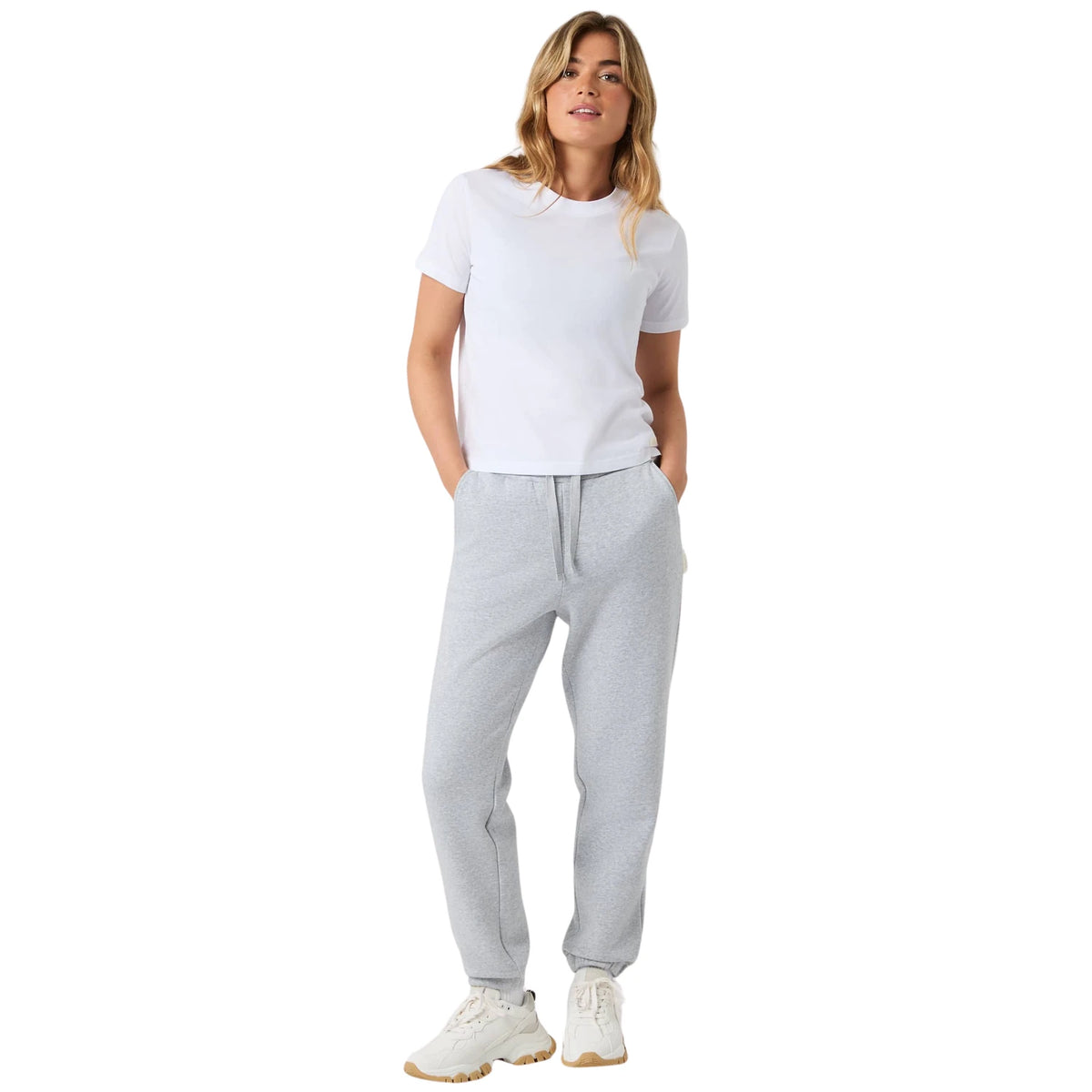 Björn Borg Centre Sweatpants W Light Grey Melange - ten voeten uit op model