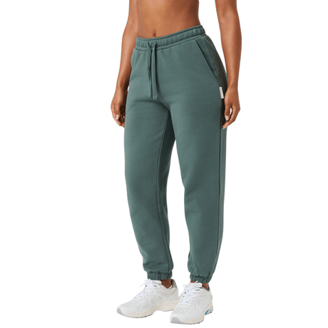 Vooraanzicht van de saliegroene Bjorn Borg Centre Sweatpants W met trekkoord in de taille