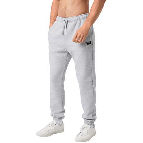 Model draagt de lichtgrijze Bjorn Borg joggingbroek met koord, vooraanzicht