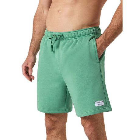 Vooraanzicht van de mintgroene Bjorn Borg Centre Sweatshorts met trekkoord in de taille