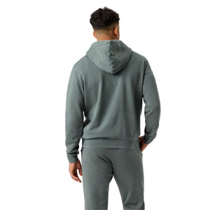 Achterzijde van de grijsgroene Bjorn Borg Classic hoodie met capuchon