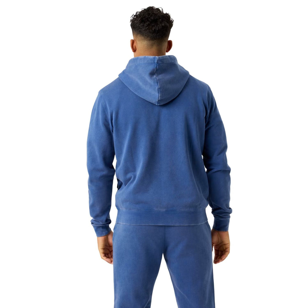 Achteraanzicht van de blauwe Bjorn Borg Classic Print Hoodie met capuchon en ribboord