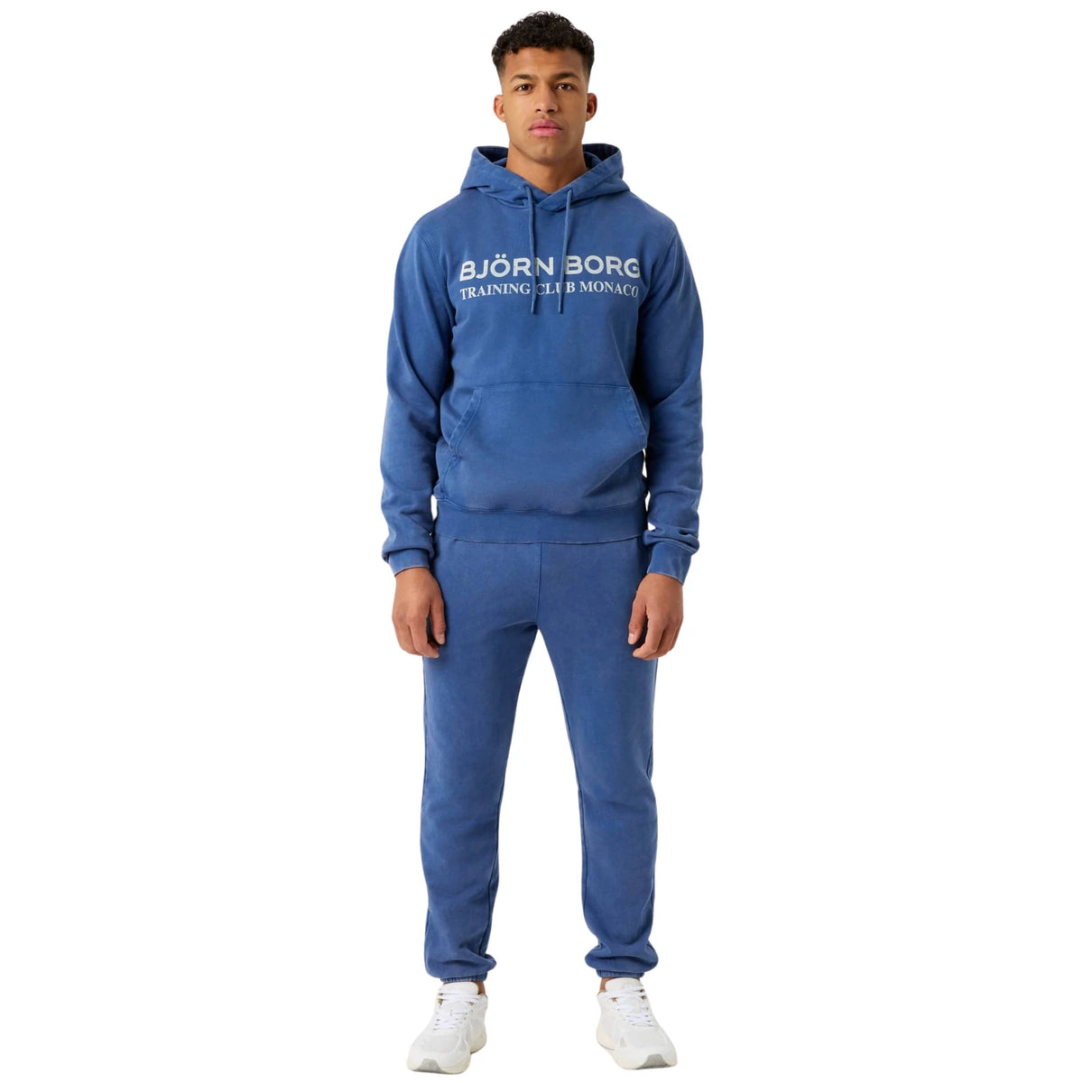 Björn Borg Classic Print Hoodie Twilight Blue - ten voeten uit op model (4)