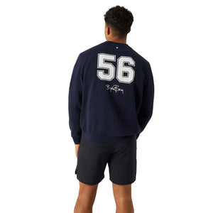 Achterzijde met grote witte 56 opdruk op het donkerblauwe Bjorn Borg Classic Sweatshirt