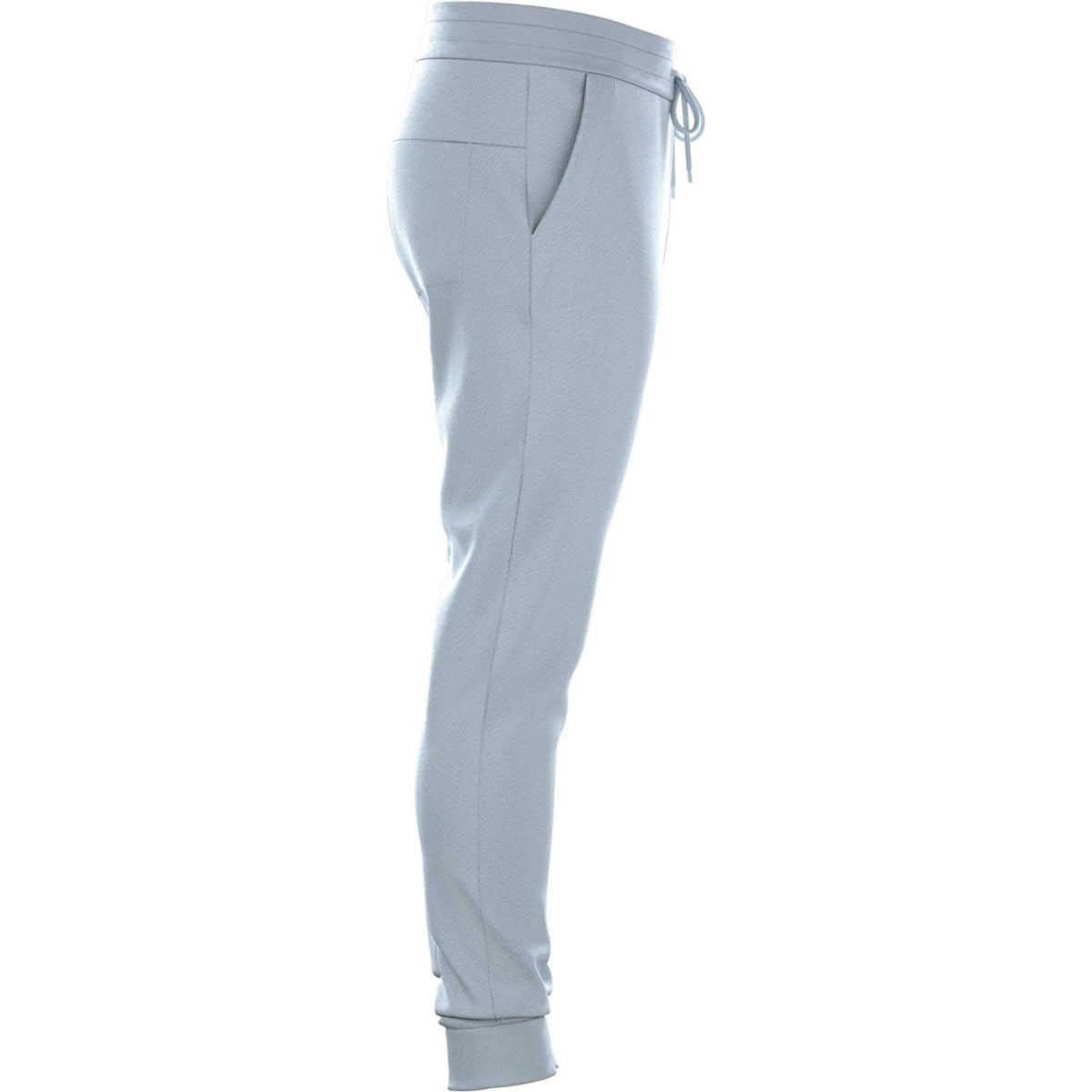 Schuin zijaanzicht van de lichtblauwe Bjorn Borg Essential 1 Pants joggingbroek