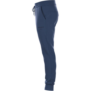 Zijaanzicht van de donkerblauwe Bjorn Borg Essential 1 Pants met steekzak in de zijnaad