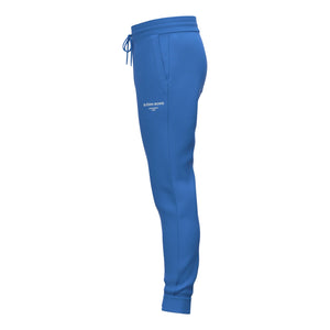 Zijaanzicht van de blauwe Bjorn Borg Essential 1 joggingbroek met merknaam