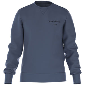Bjorn Borg Essential 1 sweater voor heren in staalblauw, vooraanzicht met logo