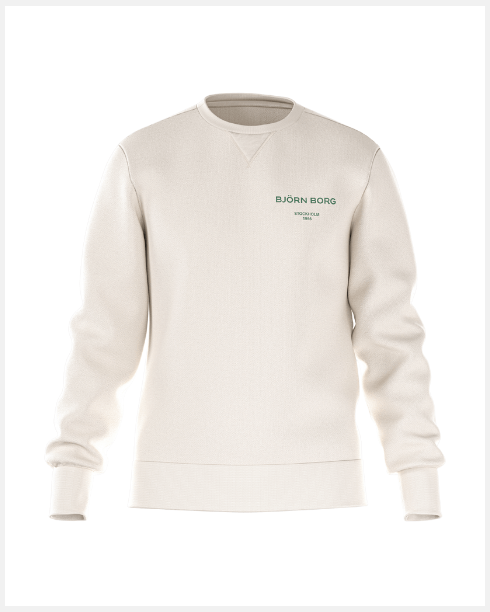 Bjorn Borg Essential 1 sweater voor heren in gebroken wit, vooraanzicht