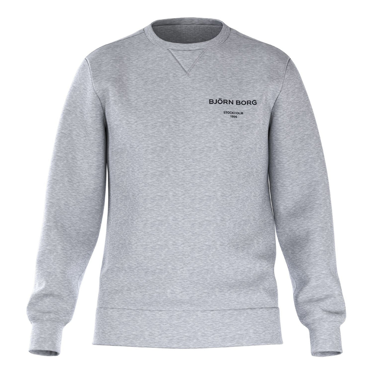 Bjorn Borg Essential 1 sweater voor heren in grijsmelange, vooraanzicht met logo