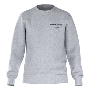 Bjorn Borg Essential 1 sweater voor heren in grijsmelange, vooraanzicht met logo