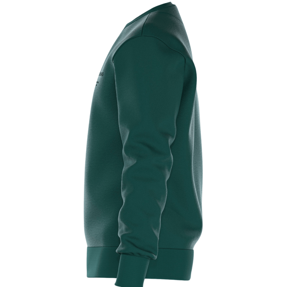 Zijaanzicht van de smaragdgroene Bjorn Borg Essential 1 sweater met ribboord