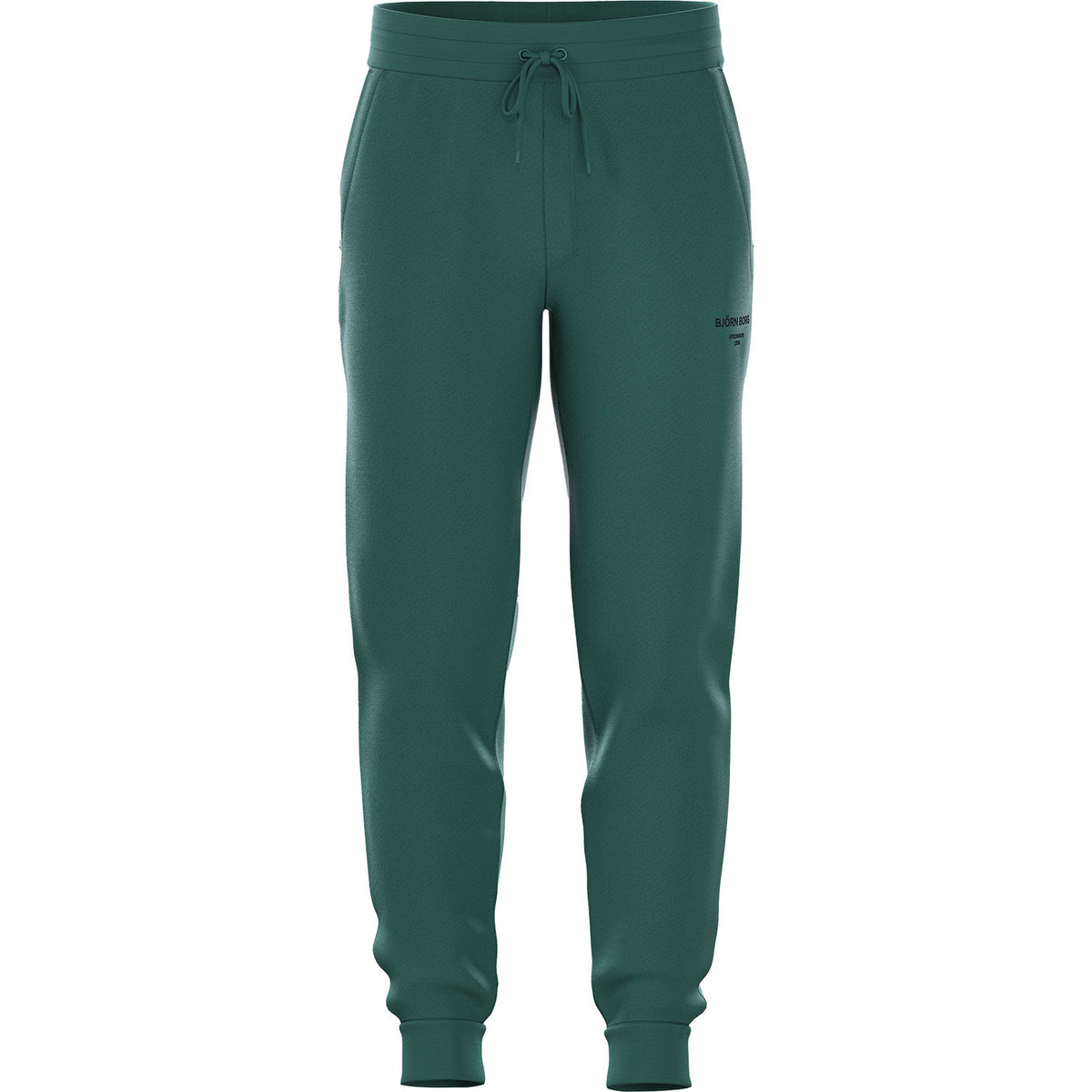 Vooraanzicht van de donkergroene Bjorn Borg Essential 1 Tapered Sweatpants met trekkoord
