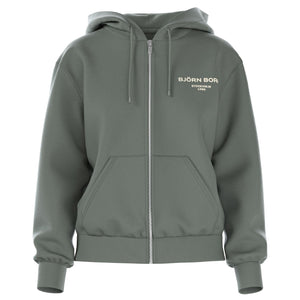 Bjorn Borg Essential sweatvest voor dames in grijsgroen met rits, vooraanzicht