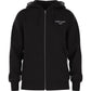 Vooraanzicht van de zwarte Bjorn Borg Essential 1 Zip Hoodie met rits en steekzakken