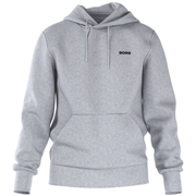 Vooraanzicht van de lichtgrijze Bjorn Borg Essential 4 Hoodie met kangoeroezak en logo