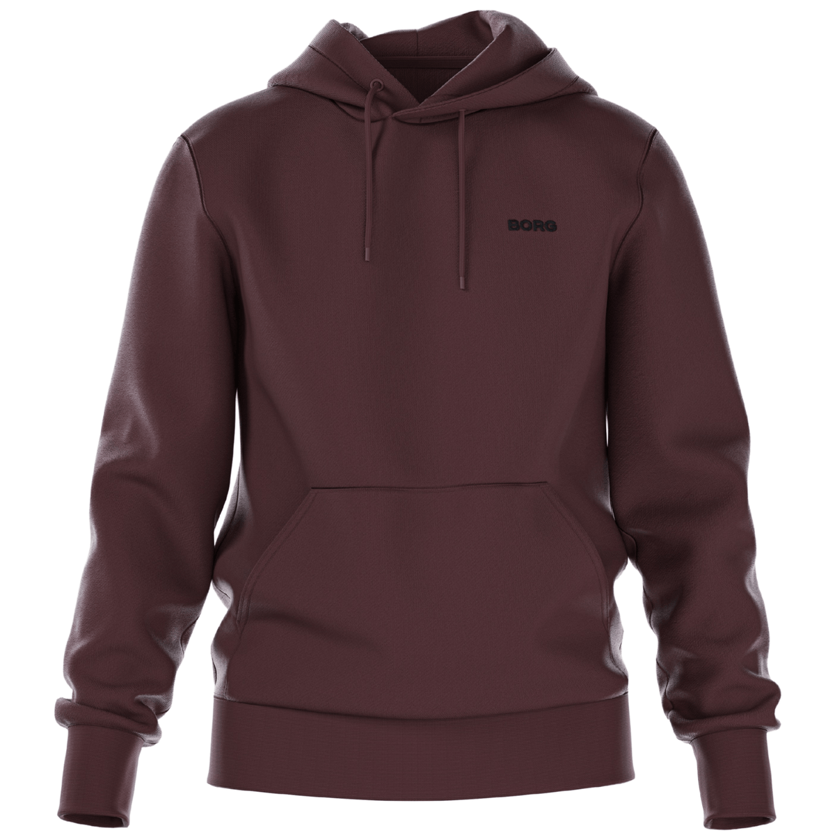 Vooraanzicht van de bordeauxrode Bjorn Borg Essential 4 Hoodie met kangoeroezak
