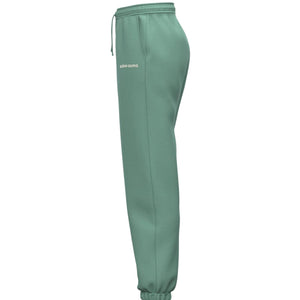Zijaanzicht van de groene Bjorn Borg Essential 4 Sweatpants W met wit logo op de pijp