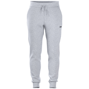 Vooraanzicht van de lichtgrijze Bjorn Borg Essential 4 Sweatpants met label op de pijp