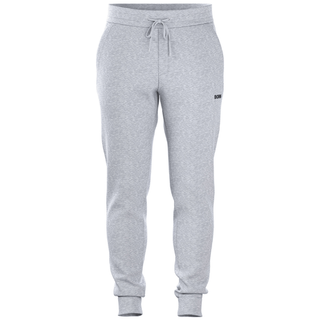 Vooraanzicht van de lichtgrijze Bjorn Borg Essential 4 Sweatpants met label op de pijp