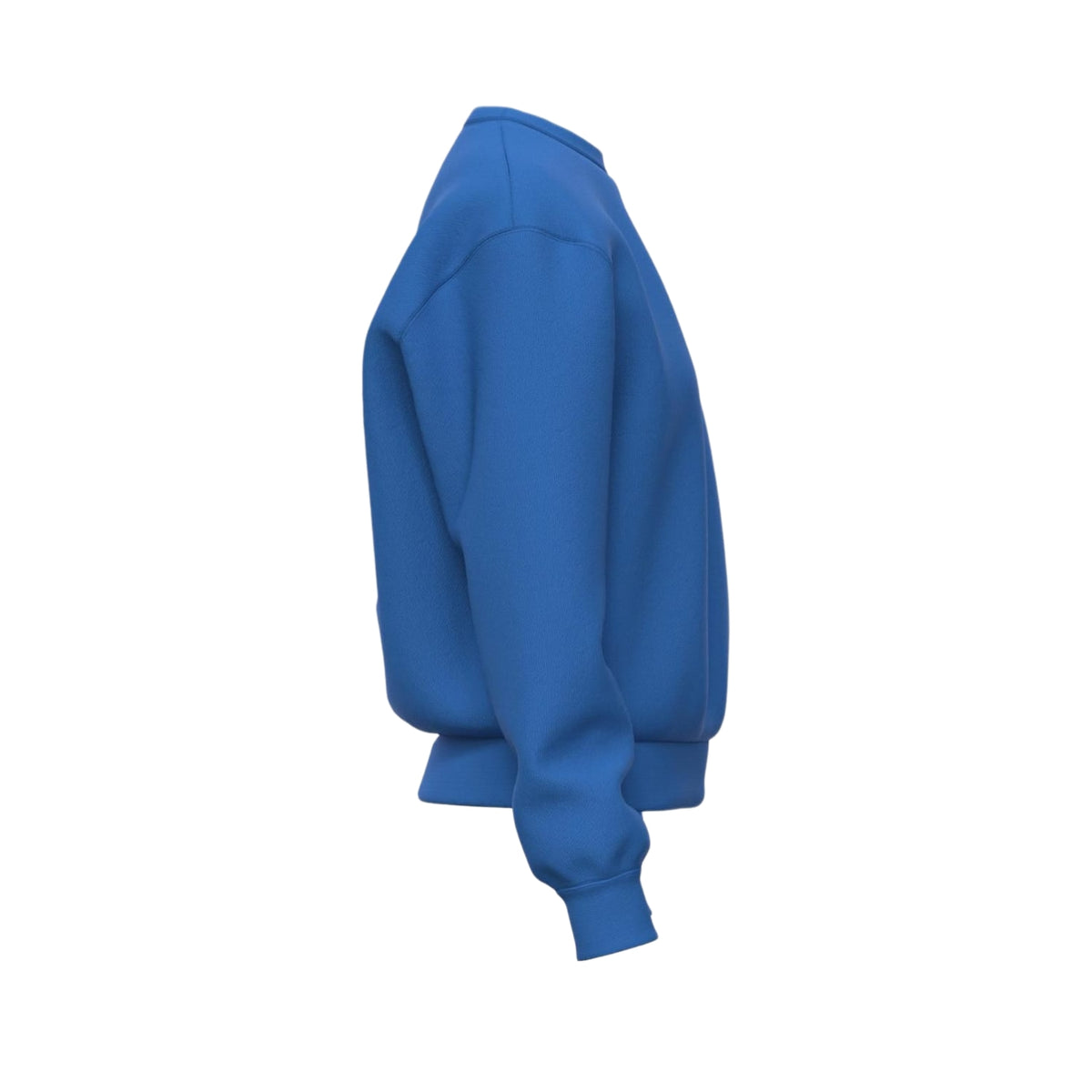 Schuin zijaanzicht van de blauwe Bjorn Borg Essential 4 sweater met ballonmouw
