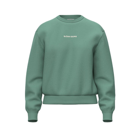 Bjorn Borg Essential 4 sweater voor dames in groen met ronde hals, vooraanzicht