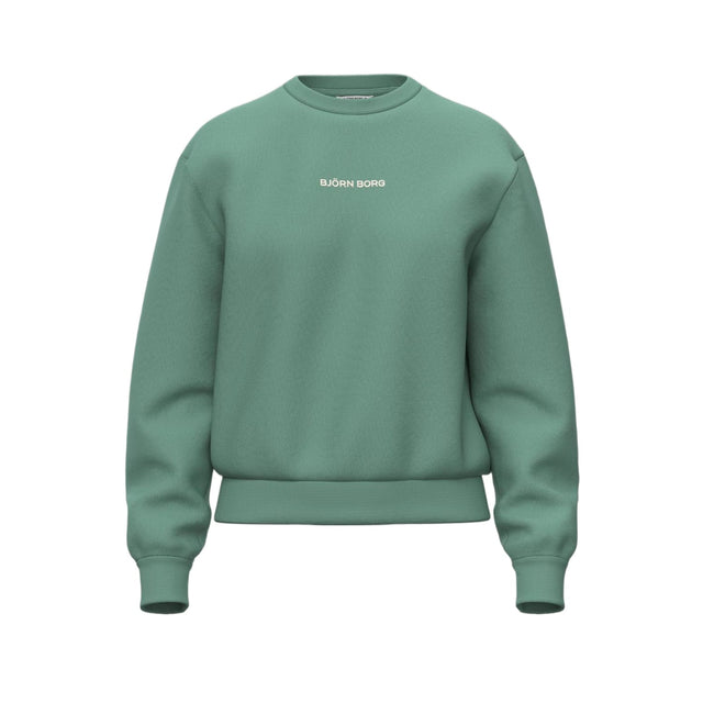 Bjorn Borg Essential 4 sweater voor dames in groen met ronde hals, vooraanzicht