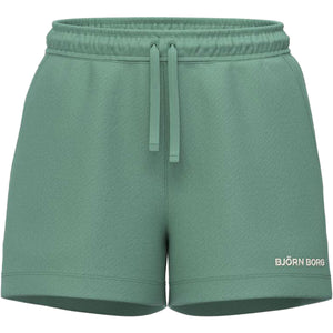 Bjorn Borg Essential 4 sweatshort voor dames in groen met koord, vooraanzicht