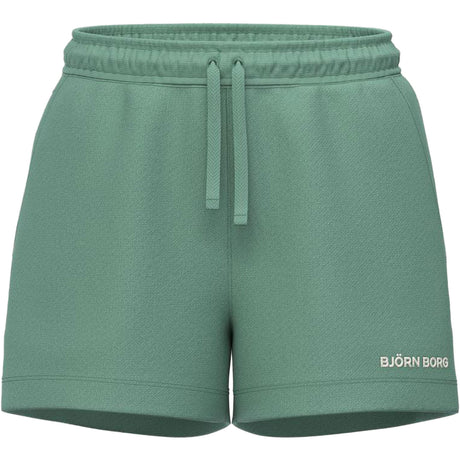 Bjorn Borg Essential 4 sweatshort voor dames in groen met koord, vooraanzicht