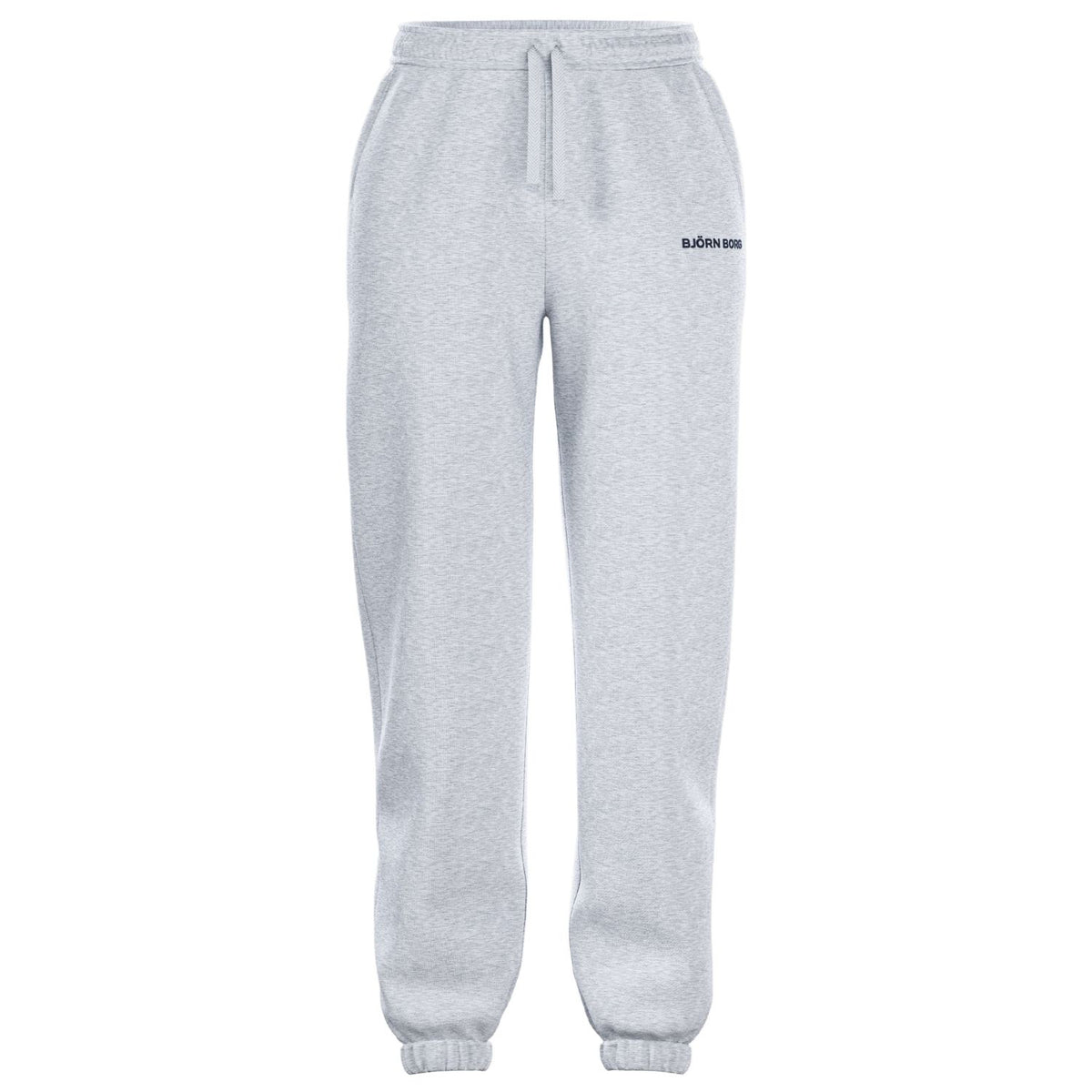 Vooraanzicht van de lichtgrijze Bjorn Borg Essential 4 W Sweatpants met trekkoord