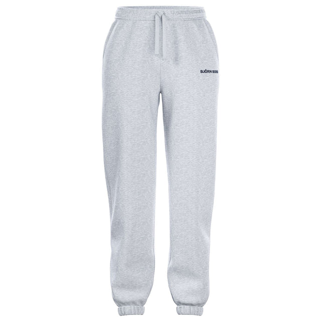 Vooraanzicht van de lichtgrijze Bjorn Borg Essential 4 W Sweatpants met trekkoord