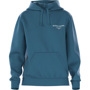 Bjorn Borg Essential 1 hoodie voor dames in petrolblauw, vooraanzicht met buidelzak