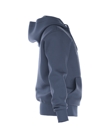 Zijaanzicht van de grijsblauwe Bjorn Borg Essential 1 Hoodie met lange mouw en zak