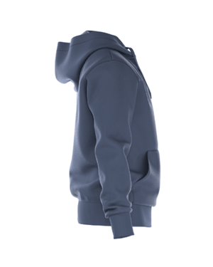 Zijaanzicht van de grijsblauwe Bjorn Borg Essential 1 Hoodie met lange mouw en zak