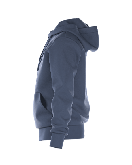 Schuin zijaanzicht van de grijsblauwe Bjorn Borg Essential 1 Hoodie met ribboord