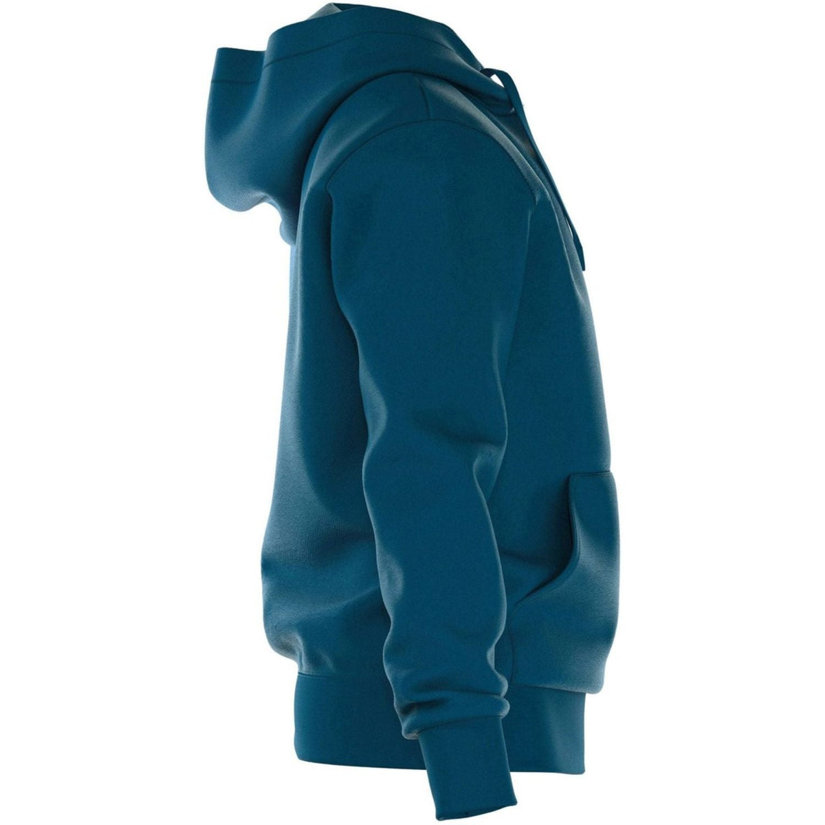 Zijaanzicht van de petrolblauwe Bjorn Borg Essential 1 Hoodie met ribboord aan de zoom