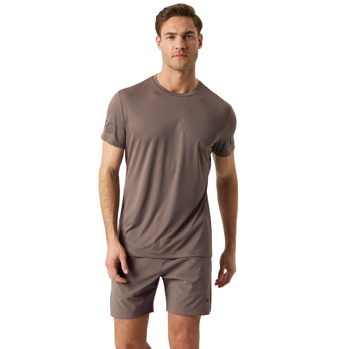 Bjorn Borg Light T-shirt voor heren in taupebruin met bijpassende short