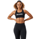 Damesmodel draagt de zwarte Bjorn Borg Mid Support Sports Bra met zwarte legging