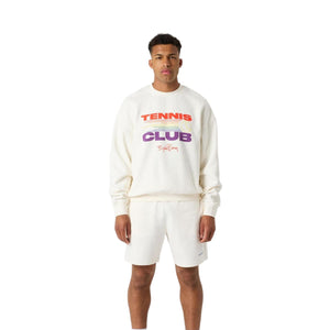 Volledig aanzicht van het gebroken witte Pride Sweatshirt met rode en paarse opdruk