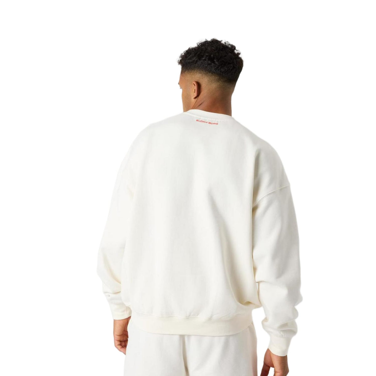 Achteraanzicht van het gebroken witte Bjorn Borg Oversized Pride Sweatshirt