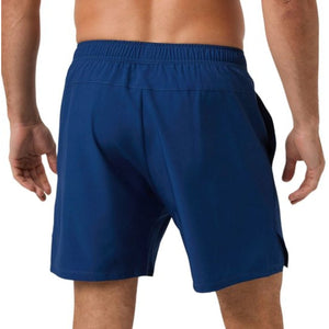 Achterkant van de marineblauwe Bjorn Borg Short Ace Racquet in gladde, effen stof