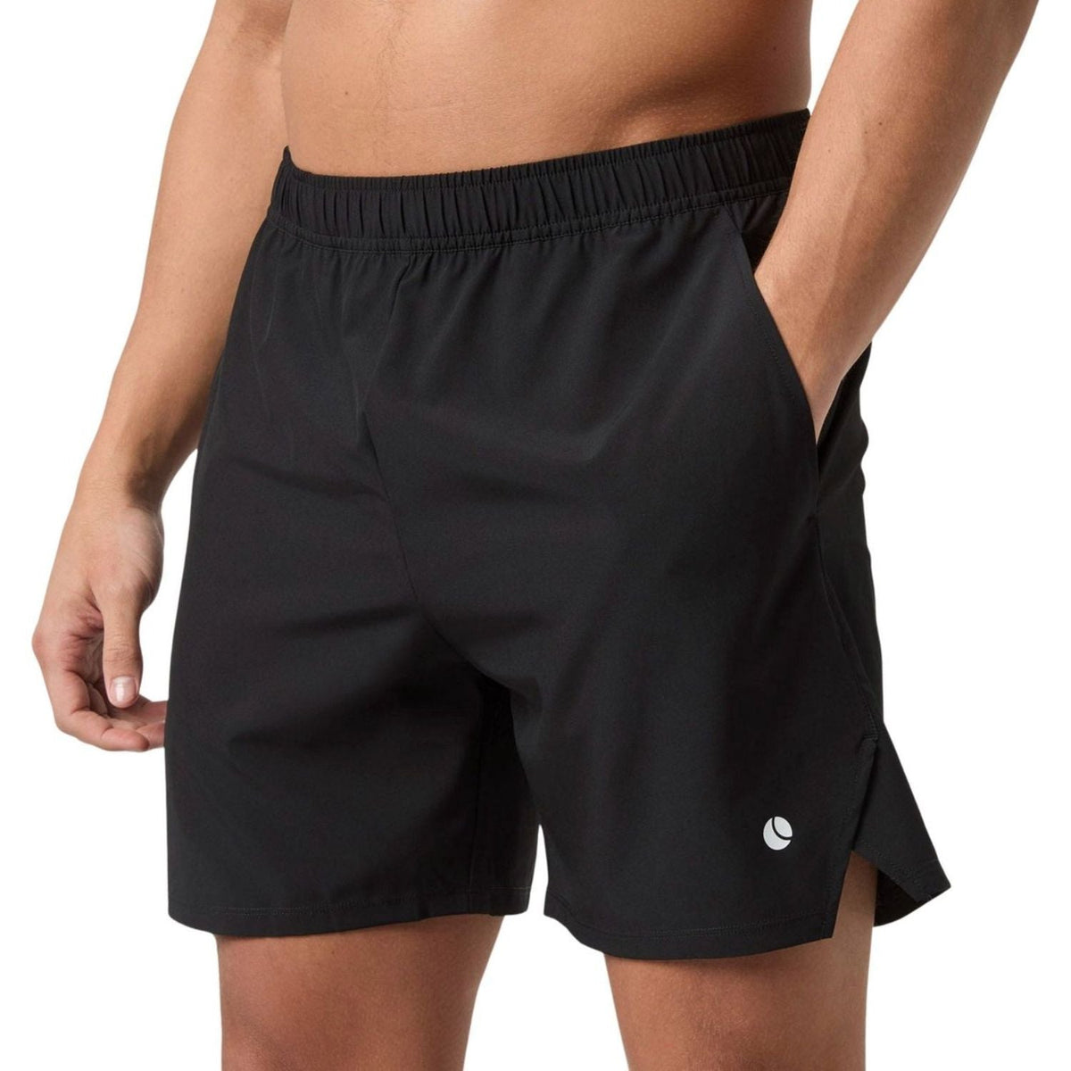Schuin vooraanzicht van de zwarte Bjorn Borg Short Ace Racquet met wit logo op de pijp