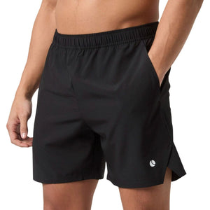 Schuin vooraanzicht van de zwarte Bjorn Borg Short Ace Racquet met wit logo op de pijp