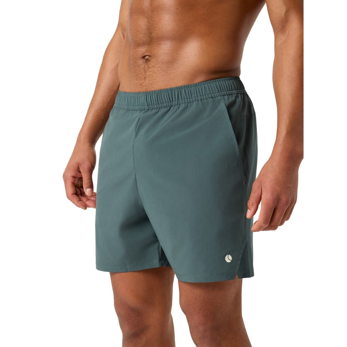 Zijaanzicht van de grijsgroene Bjorn Borg Short Ace Racquet met logo op de korte pijp