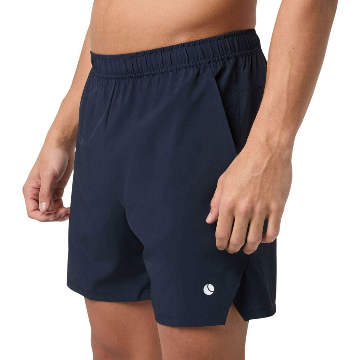 Vooraanzicht van de donkerblauwe Bjorn Borg Short Ace Racquet met logo onderaan de pijp