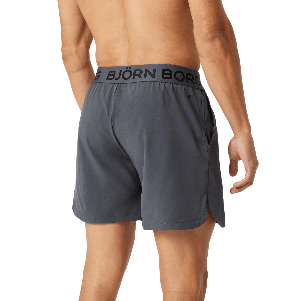 Achterzijde van de donkergrijze Bjorn Borg Short Shorts, gedragen