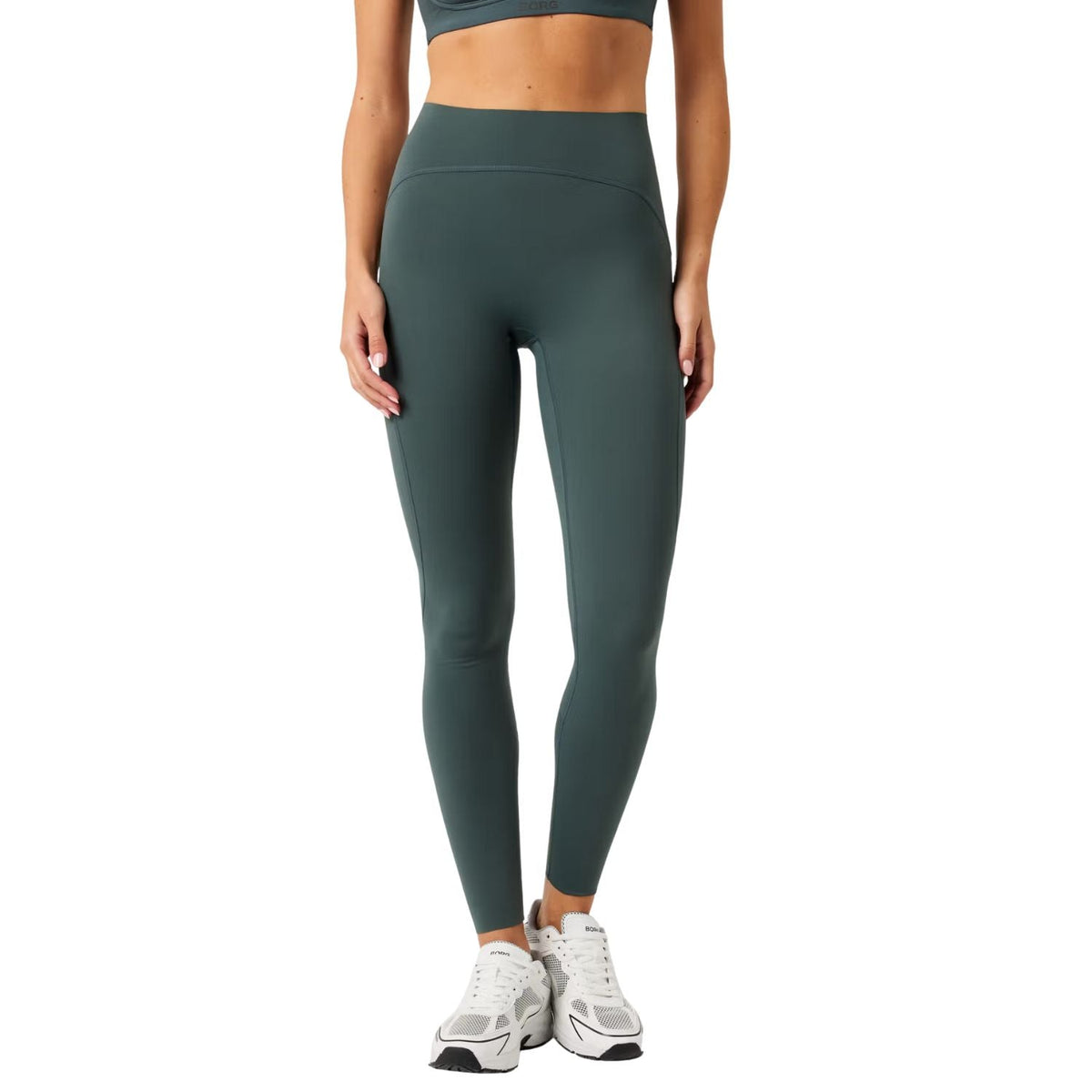 Bjorn Borg Sleek legging voor dames in donkergroen, gedragen vooraanzicht